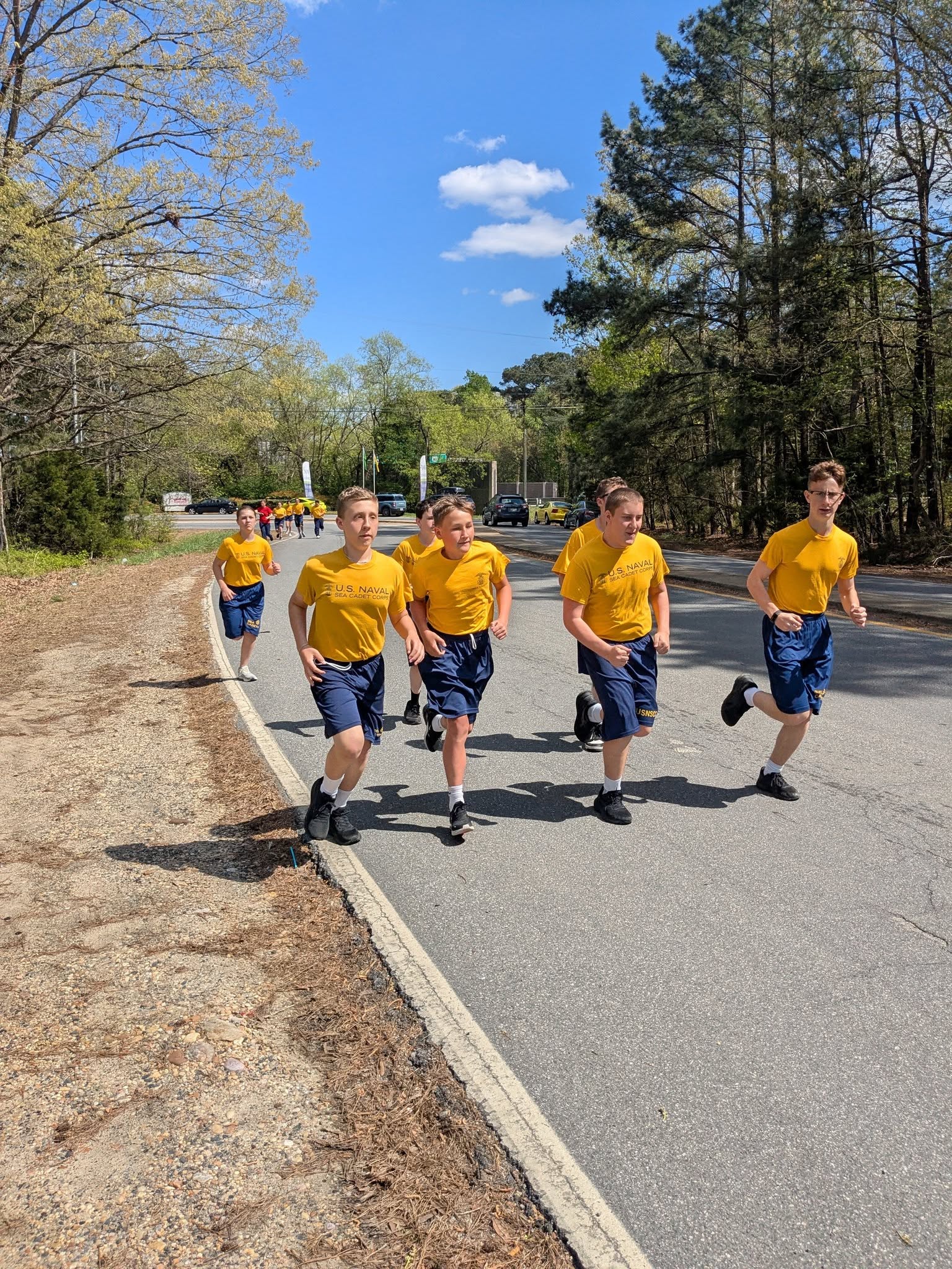 Sea Cadets running in formation during physical training in Richmond Virginia