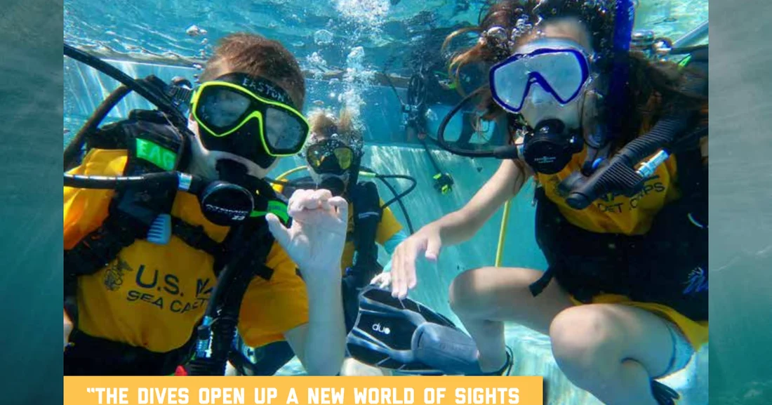 Sea Cadets scuba diving underwater during SCUBA Certification training